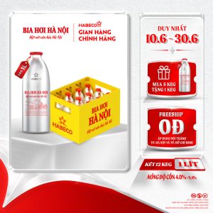 [GIAO KHU VỰC TP.HCM] Bia Hơi Hà Nội Keg 1L - Két 12 keg 1 lít/keg.