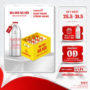 [GIAO KHU VỰC TP.HCM] Bia Hơi Hà Nội Keg 1L - Két 12 keg 1 lít/keg.