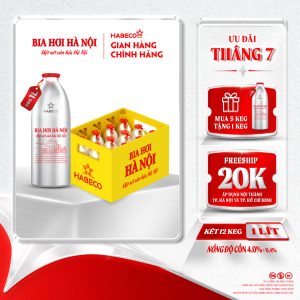 [GIAO KHU VỰC TP.HCM] Bia Hơi Hà Nội Keg 1L - Két 12 keg 1 lít/keg.