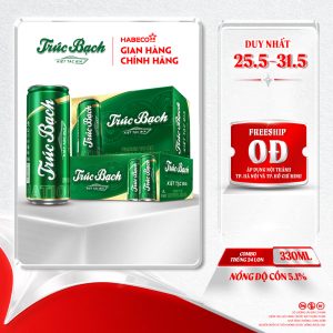 Combo 2 Thùng Bia Trúc Bạch - Thùng 24 lon 330ml